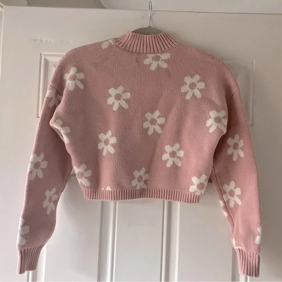 Hollister Pink Floral Turtleneck Crop Sweater - XS - Y2K Soft Girl Coquette - Picture 2 of 7